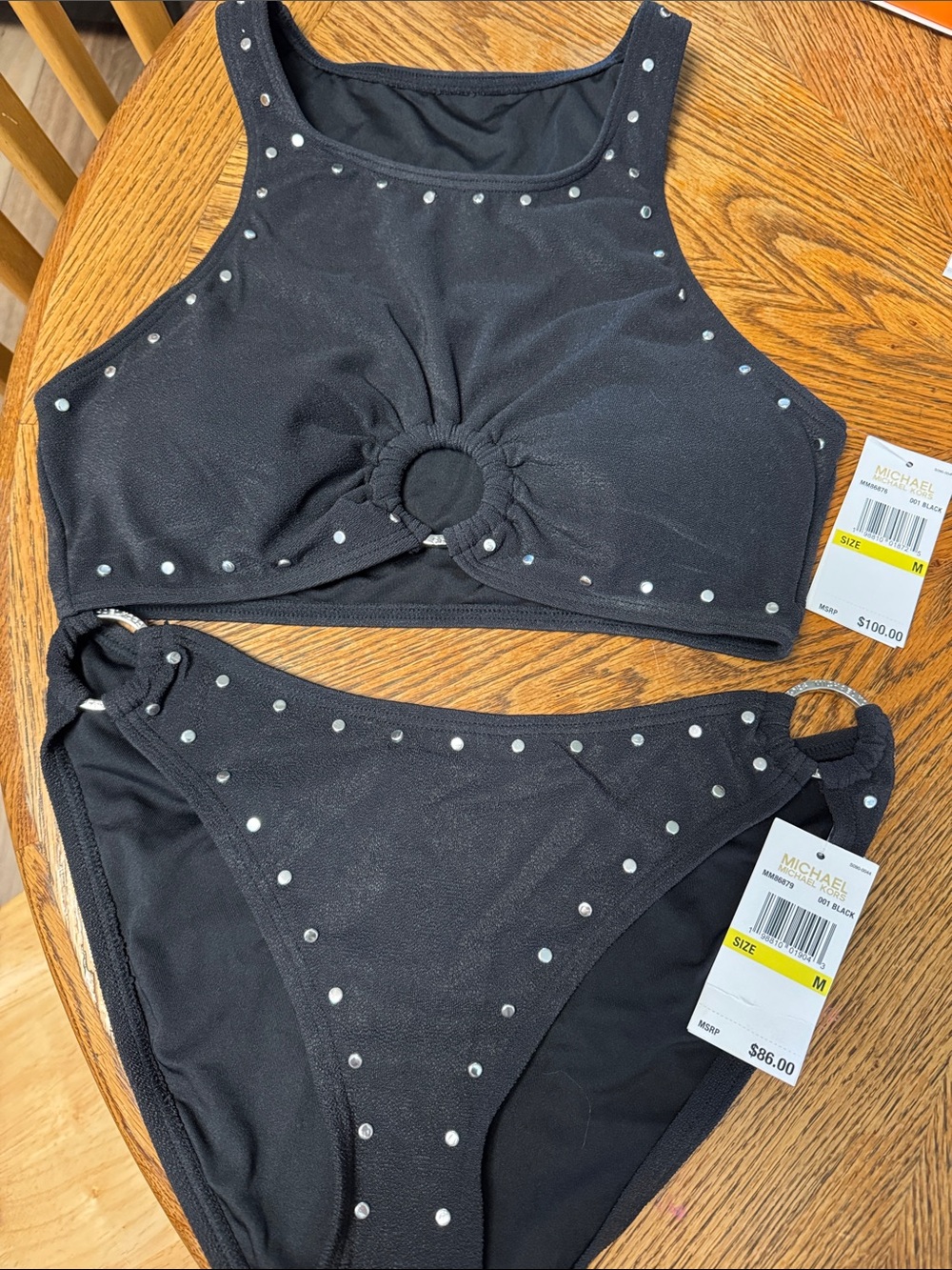 Michael Kors NWT Black Studded High-Neck SEXY Two-Piece Bikini - Picture 8 of 8